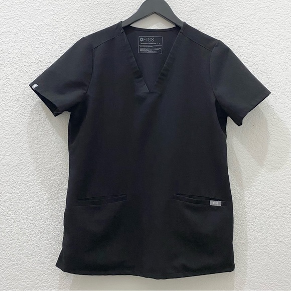 FIGS FW1100 Black Casma Three-Pocket V-Neck Scrub Top Size S - Picture 6 of 16
